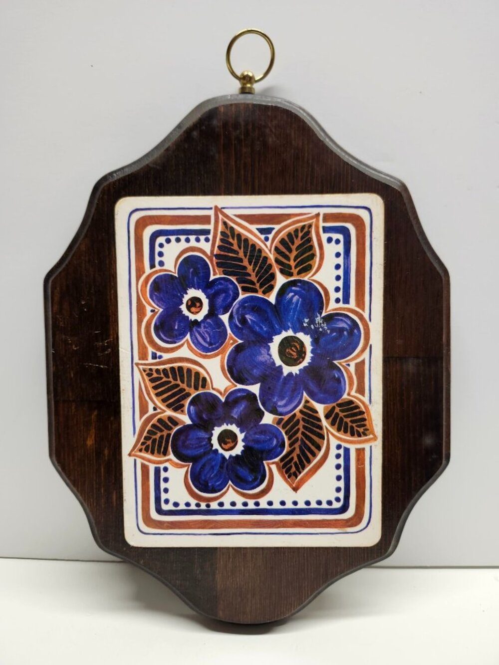 Handmade Wooden Wall Plaque Retro Floral NYC Made Vintage 70s